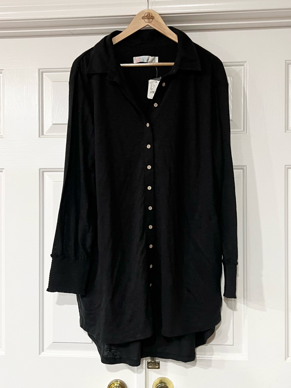 Free People Beach Zuma Black Button Up Lightweight Top - Picture 2 of 4